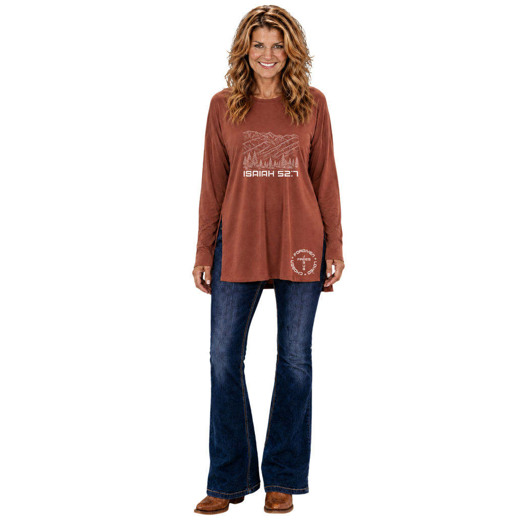 Jesus Frees™ Apparel | Women's Oversized Montana Mountain Tunic | Faith Can Move Mountains