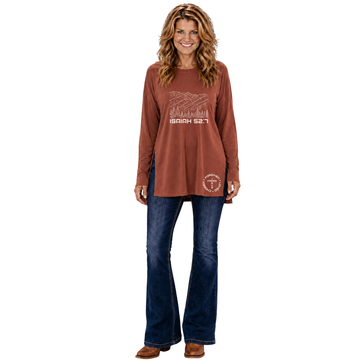 Jesus Frees™ Apparel | Women's Oversized Montana Mountain Tunic | Faith Can Move Mountains