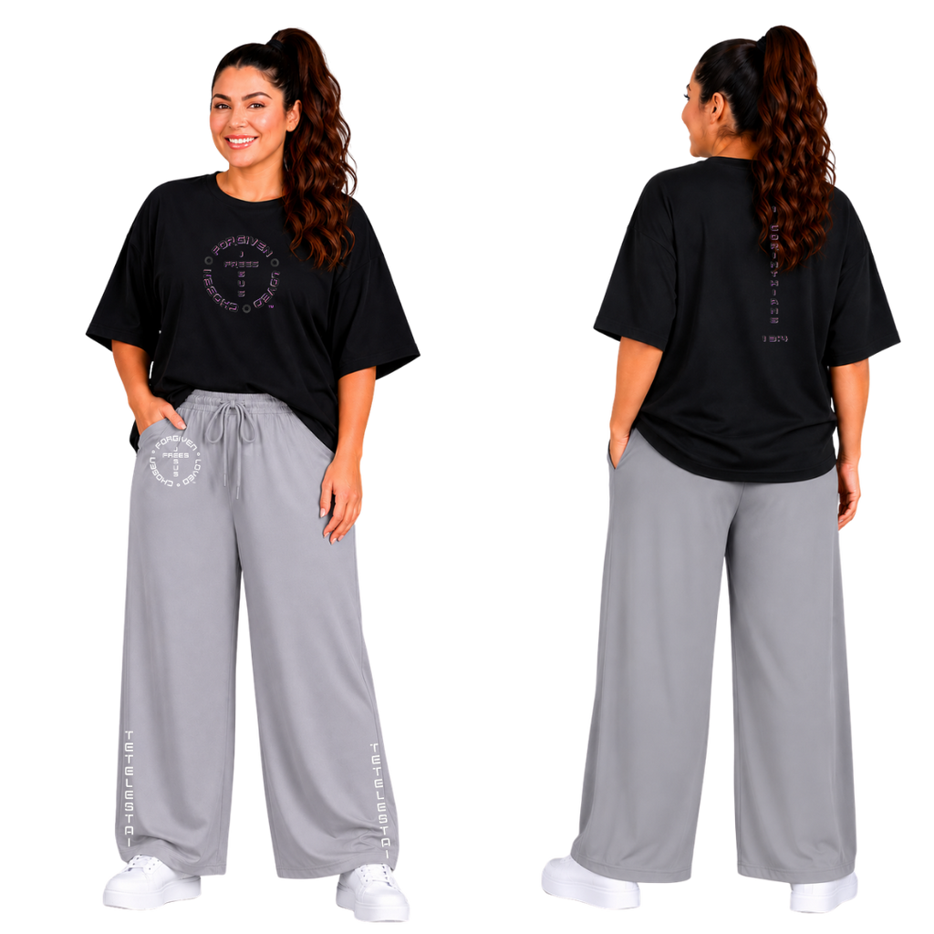 Jesus Frees - SICU Oversized Short Sleeve Women's Shirt - 1 Corinthians 13:4 - Font 126 Pink & Black
