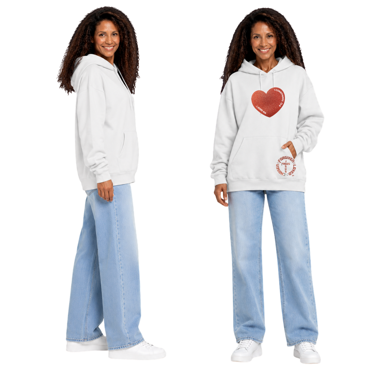 Jesus Frees™ Apparel | Women’s Scripture Hoodie | Hearts