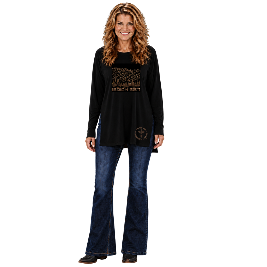 Jesus Frees™ Apparel | Women's Oversized Montana Mountain Tunic | Faith Can Move Mountains