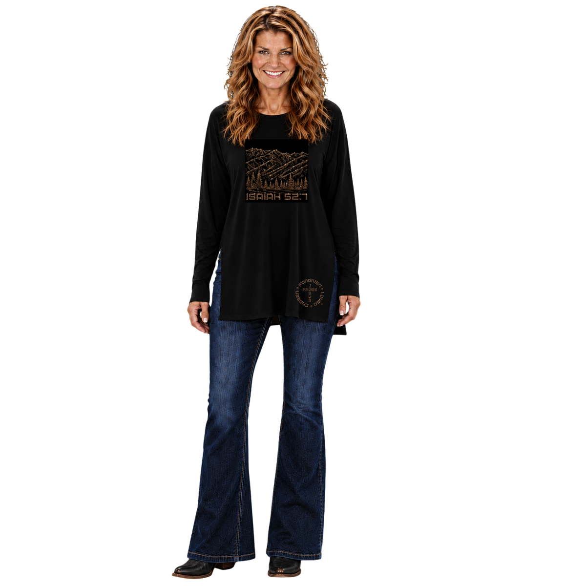 Jesus Frees™ Apparel | Women's Oversized Montana Mountain Tunic | Faith Can Move Mountains