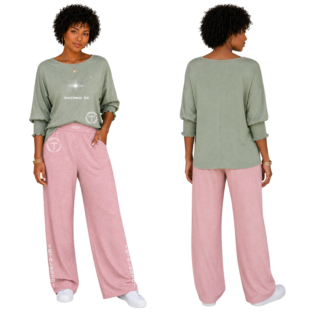 Jesus Frees - DK Women's Boat Neckline 3/4 Elastic Cuff - 153 Star of Bethlehem - Pastel Green