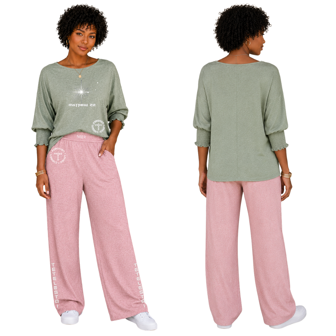 Jesus Frees - DK Women's Boat Neckline 3/4 Elastic Cuff - 153 Star of Bethlehem - Pastel Green