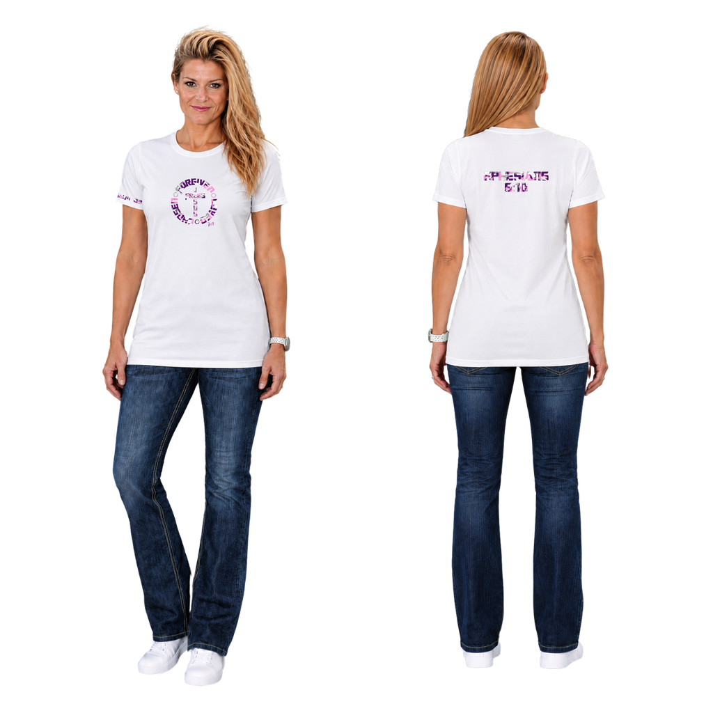 Jesus Frees - G64 Soft Style White Cotton T-Shirt - Font 153 Pink-Purple Camo