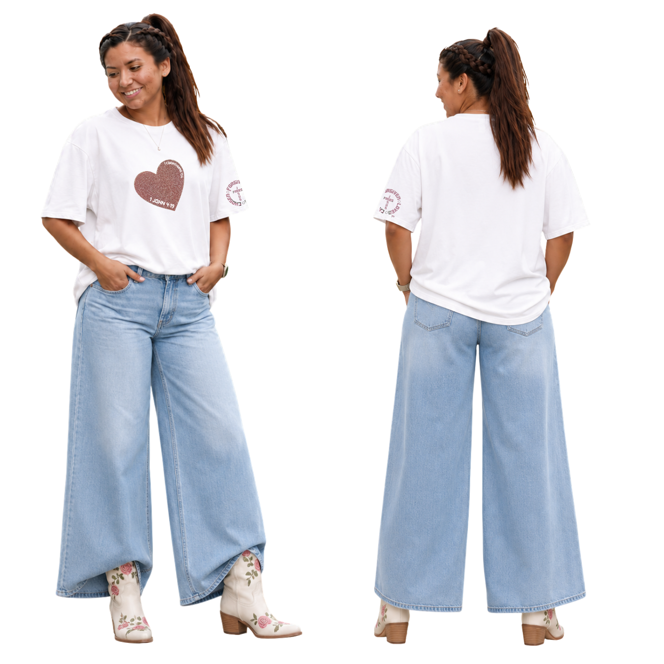 Jesus Frees - SICU Oversized Short Sleeve Women's Shirt - Hearts