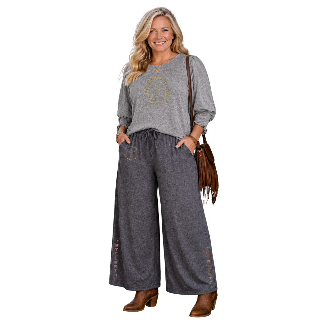 Jesus Frees - DK Women's Boat Neckline 3/4 Elastic Cuff - 153 Gold - Light Gray