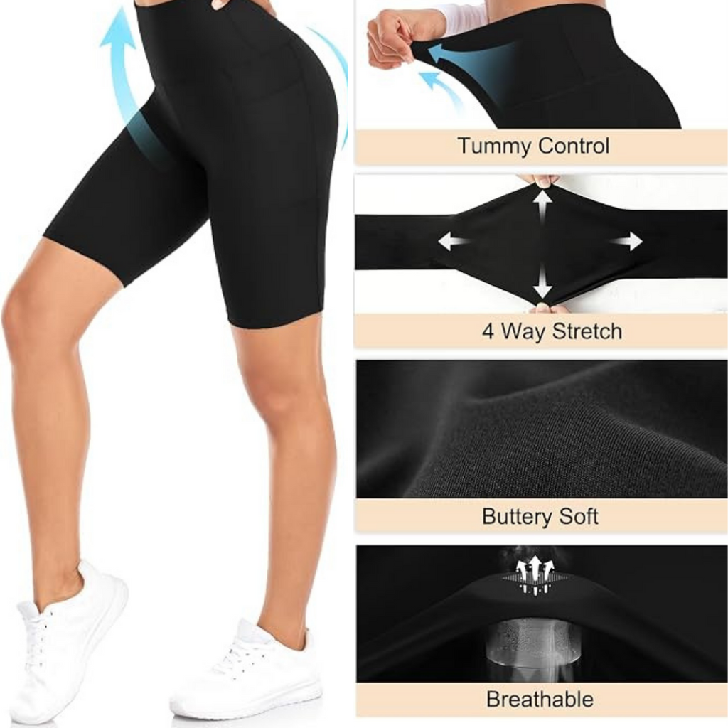 Jesus Frees - Women's 8" High Waisted Biker Shorts with Pockets - Font 49 Fade