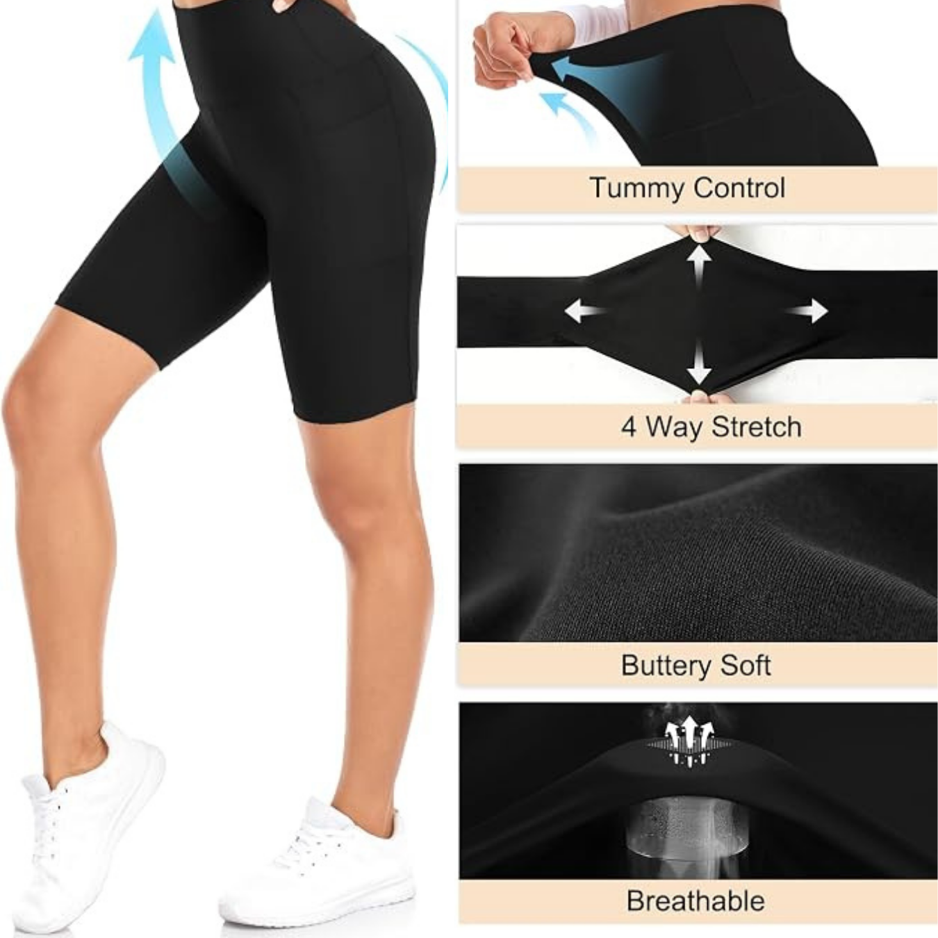Jesus Frees - Women's 8" High Waisted Biker Shorts with Pockets - Font 49 Fade