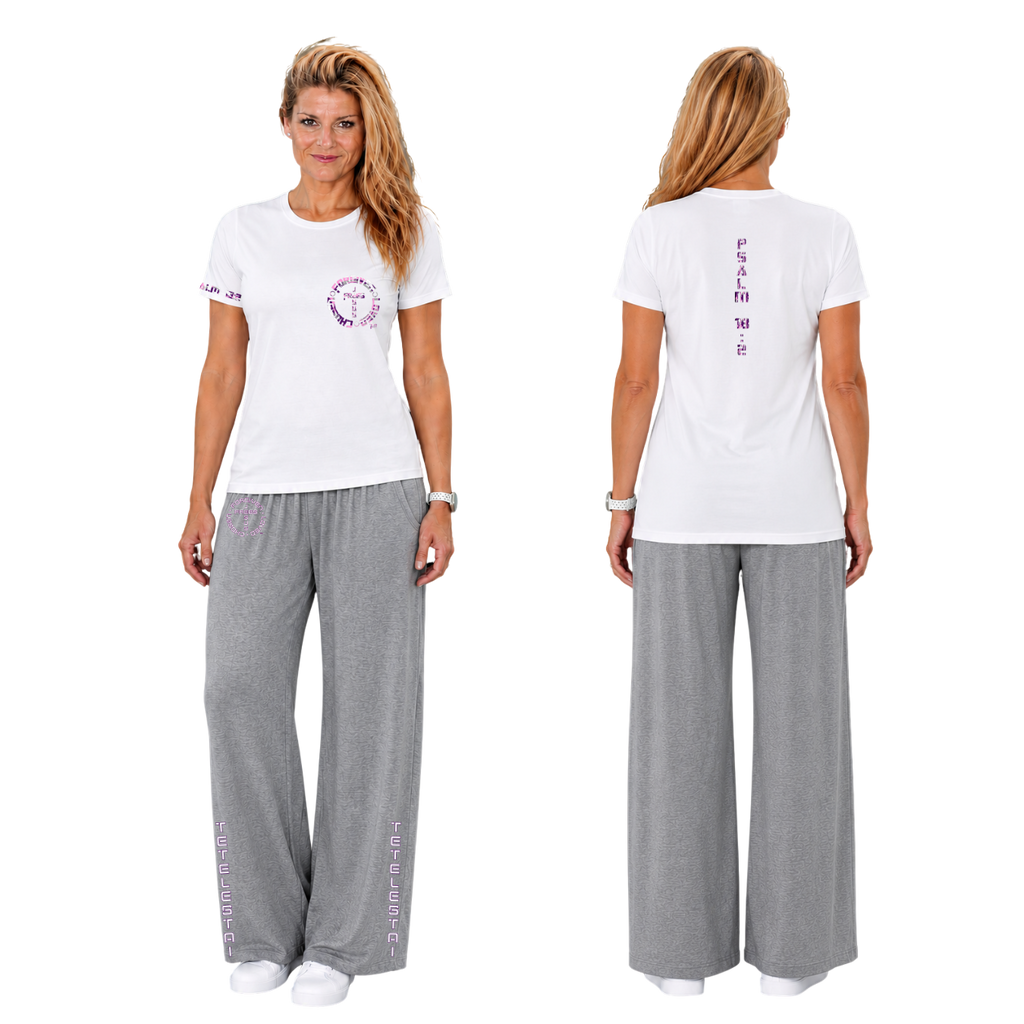 Jesus Frees - G64 Soft Style White Cotton T-Shirt - Font 153 Pink-Purple Camo