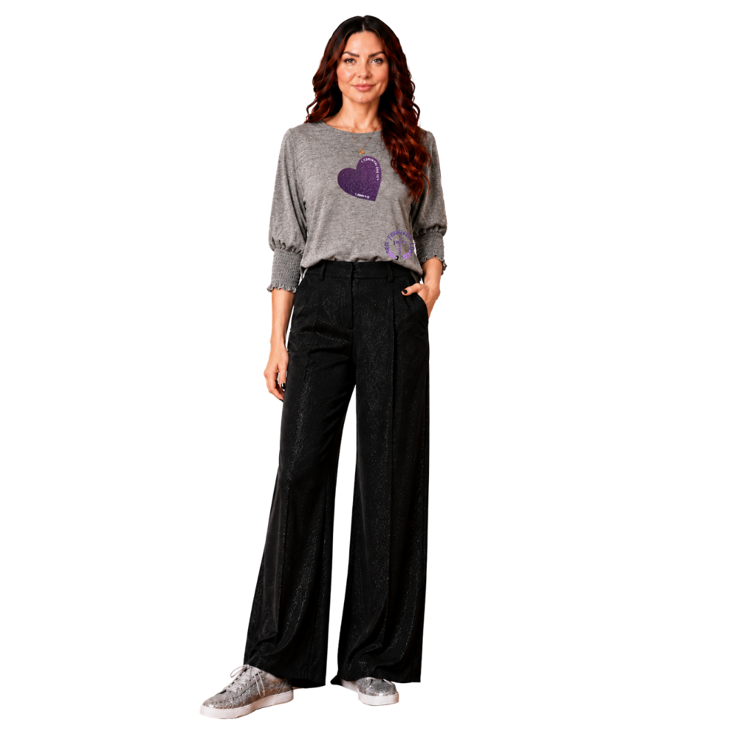 Jesus Frees - DK Women's Boat Neckline 3/4 Elastic Cuff - Hearts - Light Gray