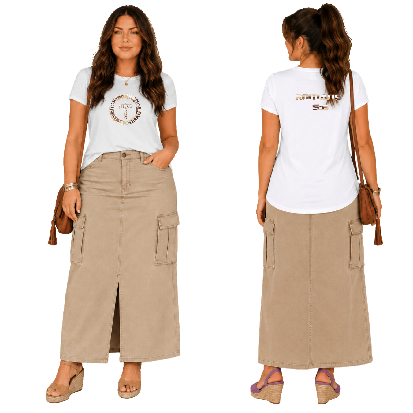Jesus Frees - G64 Soft Style White Cotton T-Shirt - Font 153 Sand Camo