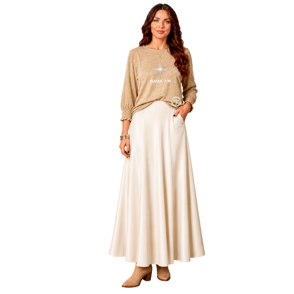 Jesus Frees - DK Women's Boat Neckline 3/4 Elastic Cuff - 153 Star of Bethlehem - Parchment