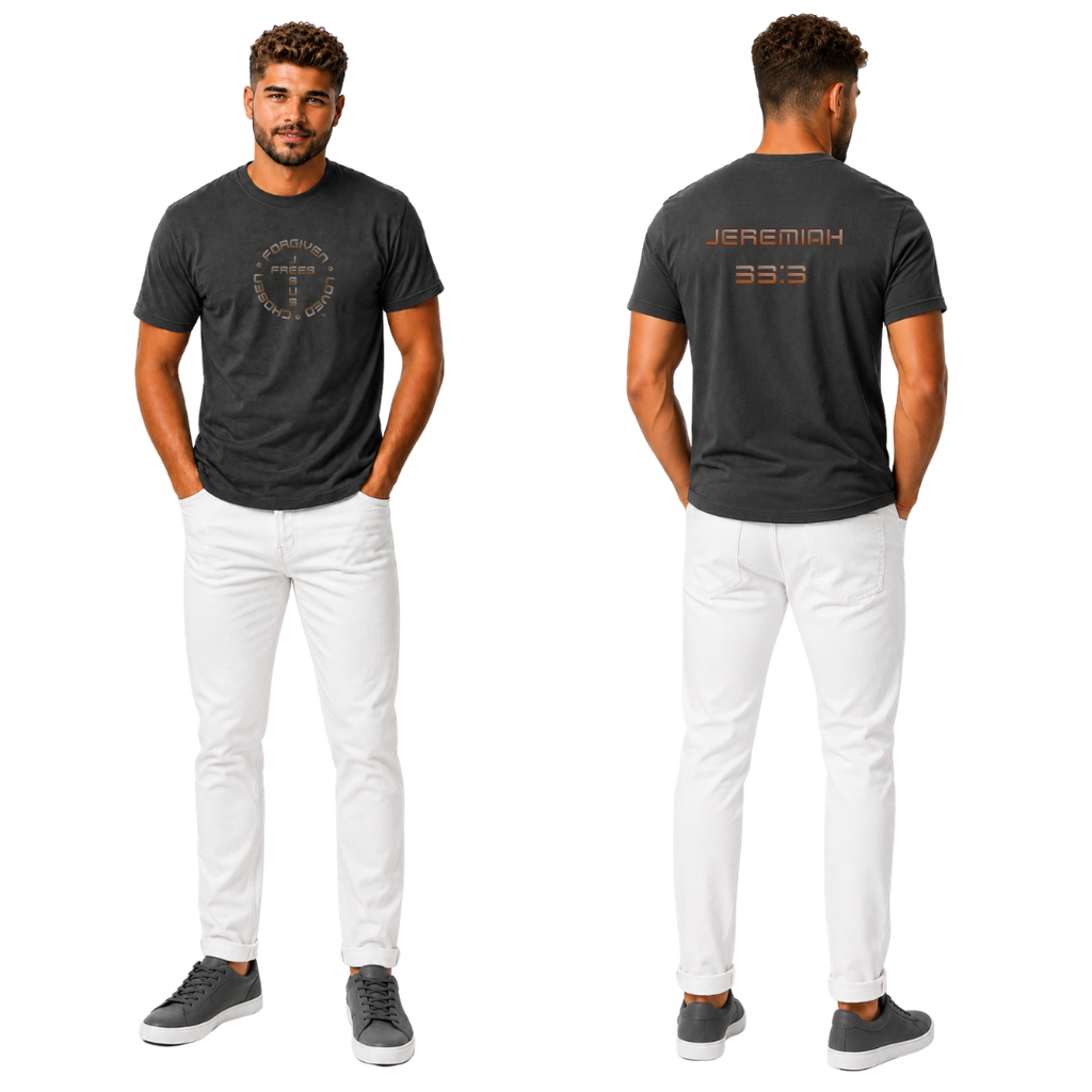 Jesus Frees | G20 Military Green Ultra Cotton Men's T-Shirt | Font 49 Brown Gray Fade