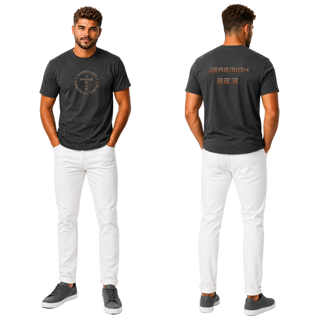 Jesus Frees | G20 Military Green Ultra Cotton Men's T-Shirt | Font 49 Brown Gray Fade