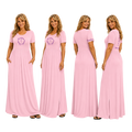 Jesus Frees - Long Maxi Dresses with Pockets - Short Sleeve - Font 223 Purple