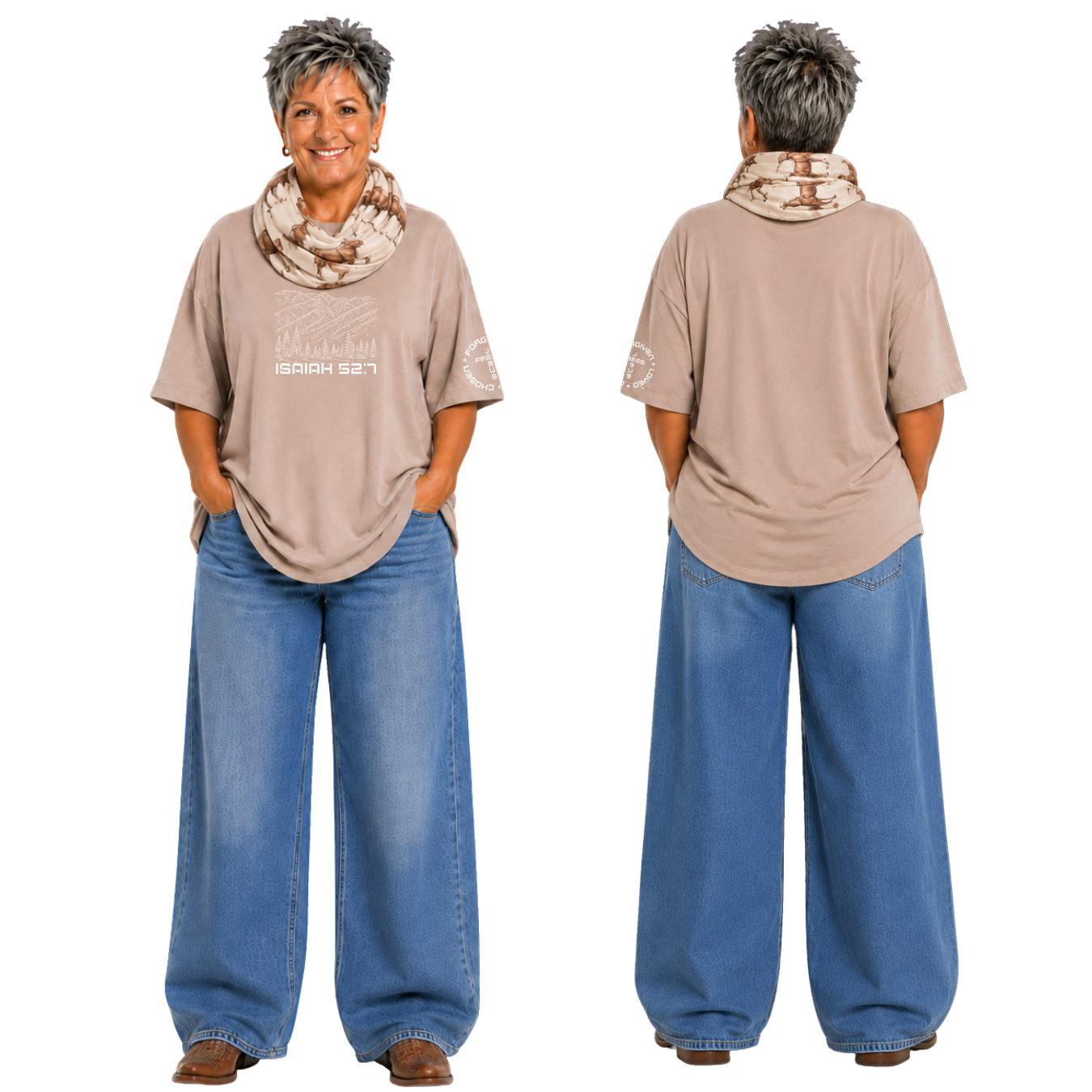 Jesus Frees - SICU Oversized Short Sleeve Women's Shirt - Font 49 White Montana