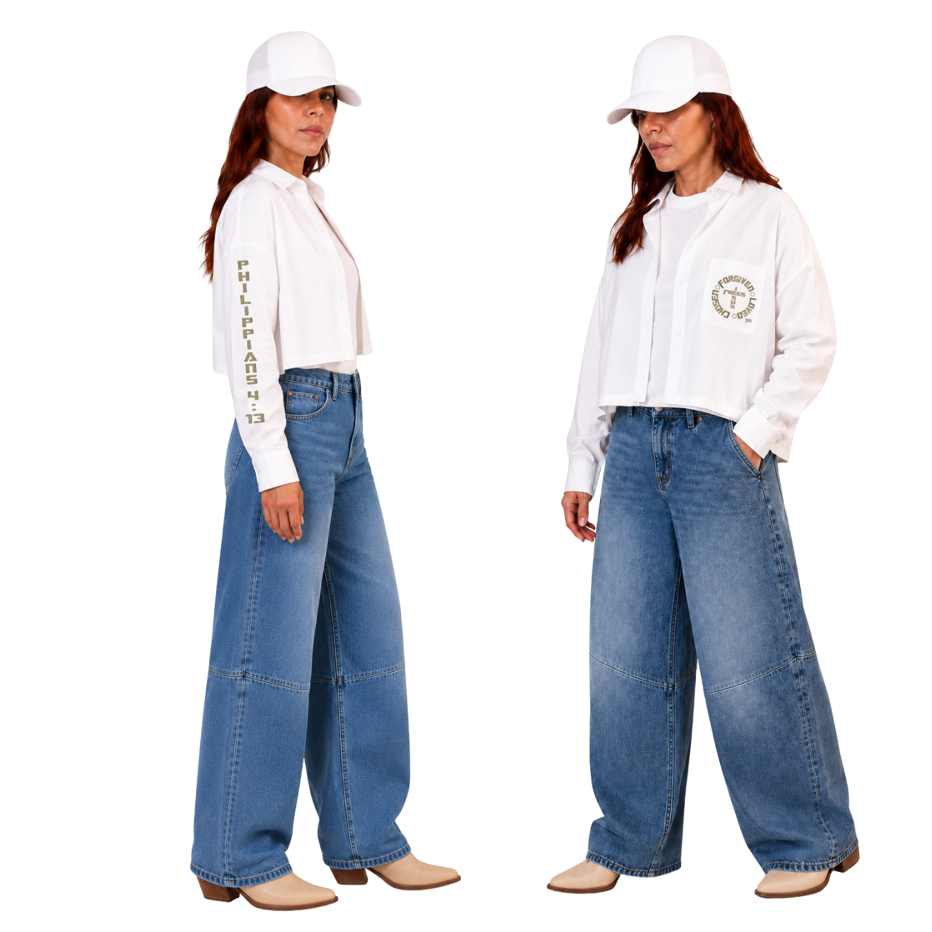 Jesus Frees | Cropped Lite Long Sleeve Summer Jacket | Font 153 Gold