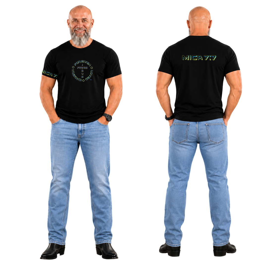 Jesus Frees - KD Men's Premium T-Shirt - Font 126 Neon Micah 7:7
