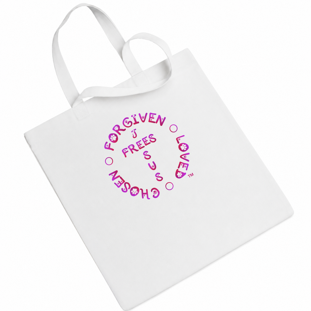 Jesus Frees - "Tote the Truth" - Font 97 Paws Fuchsia 1 Corinthians 13:8