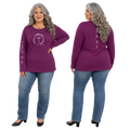 Jesus Frees - Joell Women's Long Sleeve Purple Heather Crew Neck Shirt - 153 Camo Purple / Pink