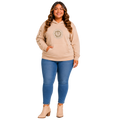 Jesus Frees™ Apparel | Women's Beige Long Sleeve Scripture Hoodie | Font 223 Brown | Tino