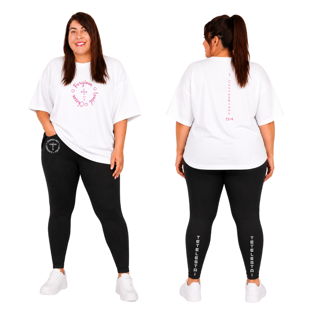 Jesus Frees - SICU Oversized Short Sleeve Women's Shirt - Font 223 Fuchsia Light Tips - 1 Corinthians 13:4