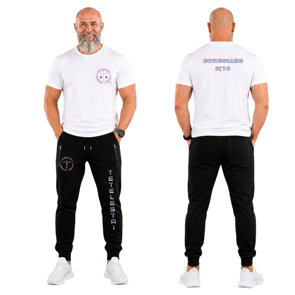 Jesus Frees - G64 Soft Style White Cotton T-Shirt - Font 106 Blue Red