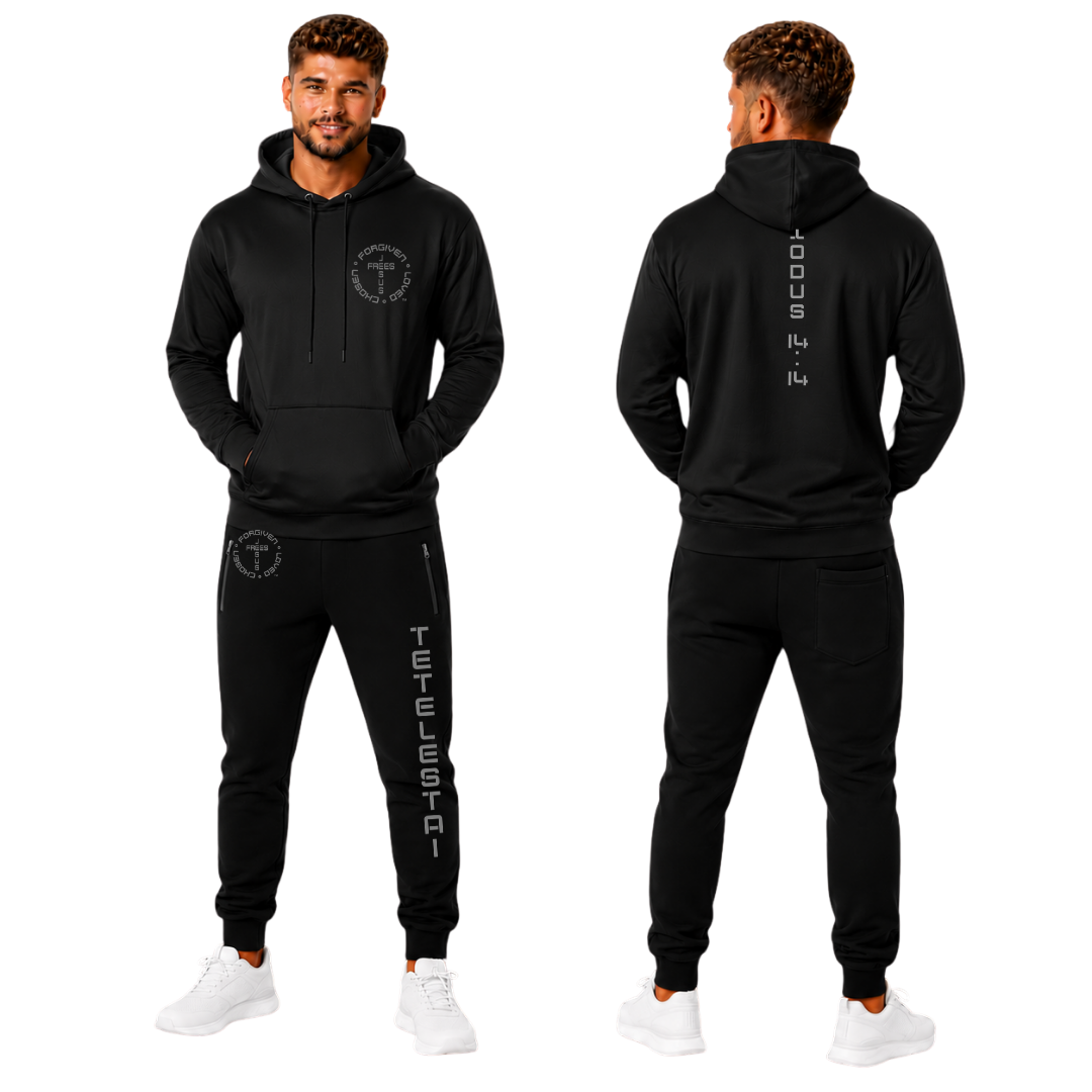 Jesus Frees | Champ Men's Jogger Sweatpants | Tetelestai Font 49 Gray