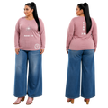 Jesus Frees - Joell Women's Long Sleeve Rose Heather Crew Neck Shirt - 153 Star of Bethlehem