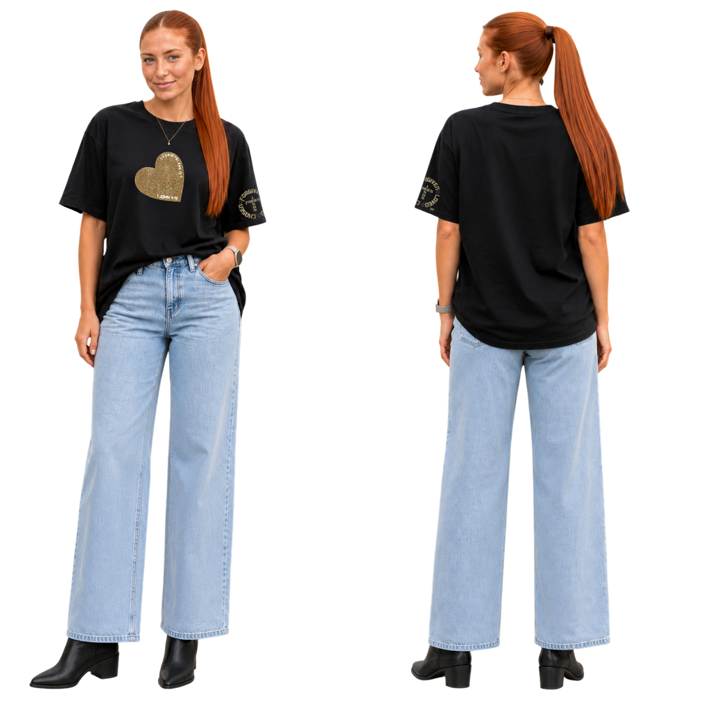 Jesus Frees - SICU Oversized Short Sleeve Women's Shirt - Hearts