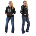 Jesus Frees™ Apparel | Women’s Black Shiny Scripture Hoodie | Font 143 | Fis