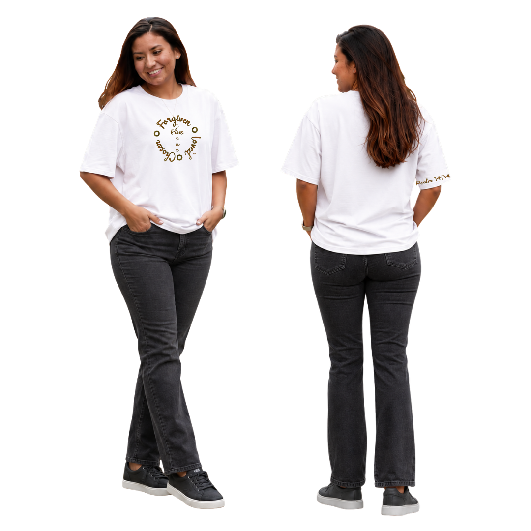 Jesus Frees - SICU Oversized Short Sleeve Women's Shirt - Font 223 Brown