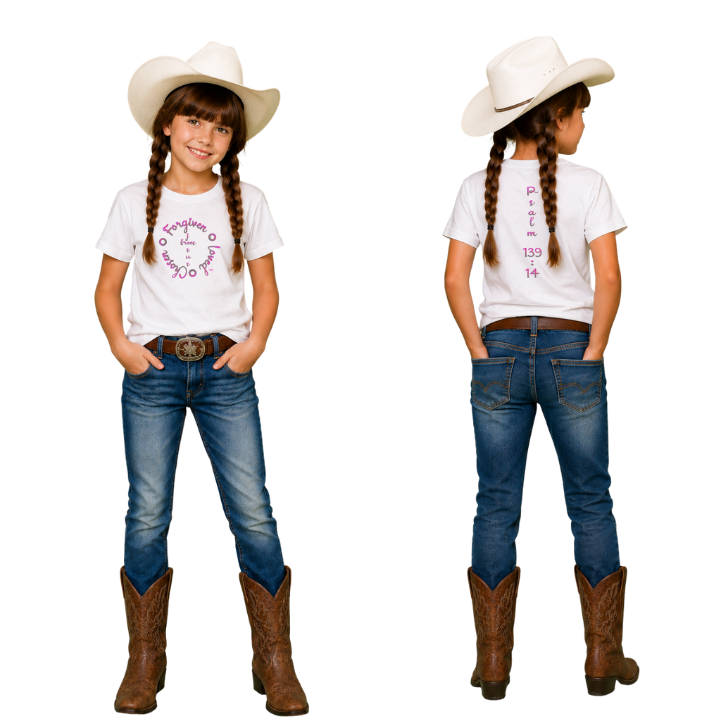 Jesus Frees - Kids 100% Cotton T-Shirts Girls - Font 223 - Psalm 139:14