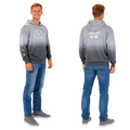 Jesus Frees™ Apparel | Men's Christian Scripture Hoodie Gray Ombre| Font 49 White