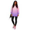 Jesus Frees™ Apparel | Women's Christian Scripture Hoodie Purple Ombre| Font 49 White