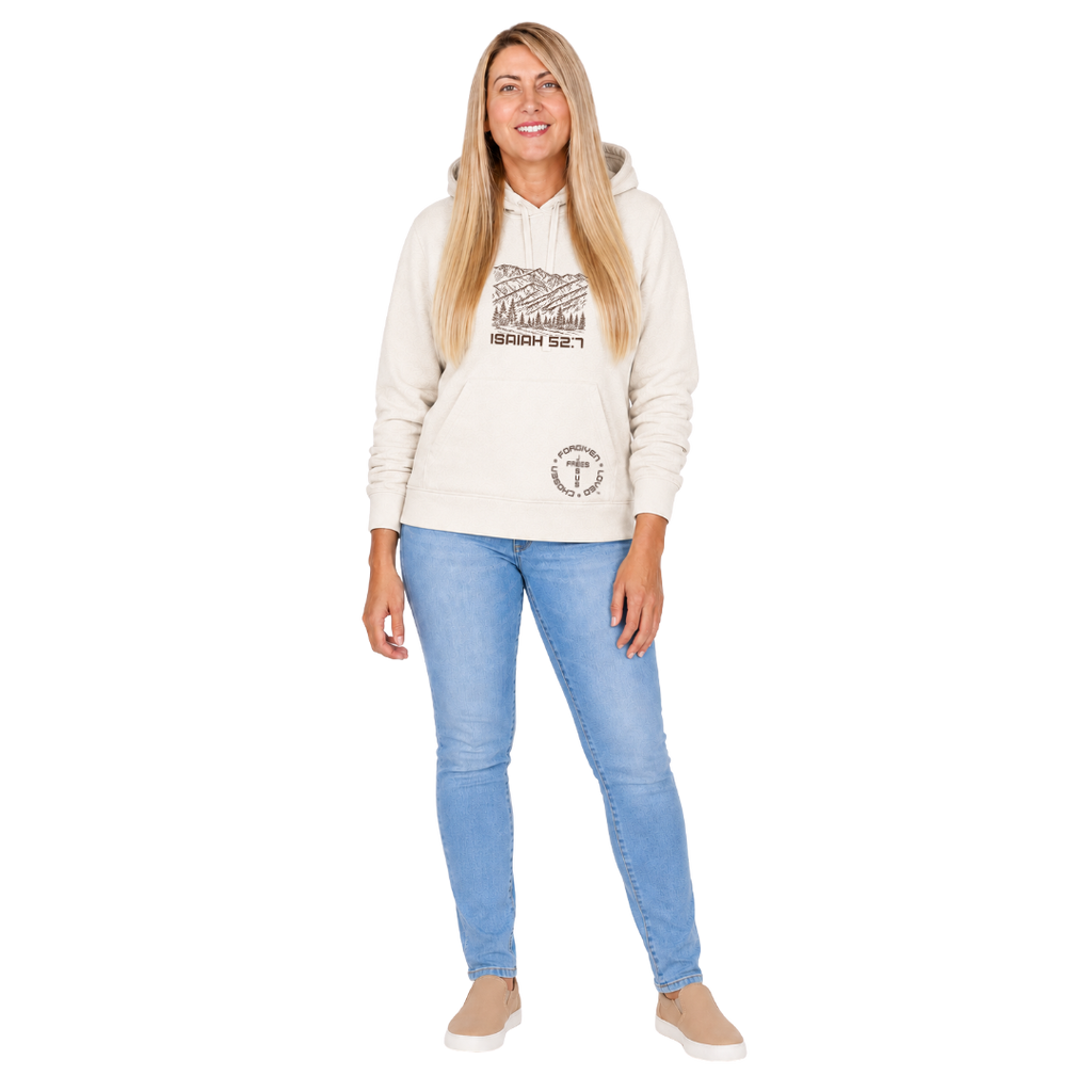 AE - FRENCH TERRY FLEECE PULLOVER HOODIE - OATMEAL - MONTANA MOUNTAINS FONT 49 BROWN