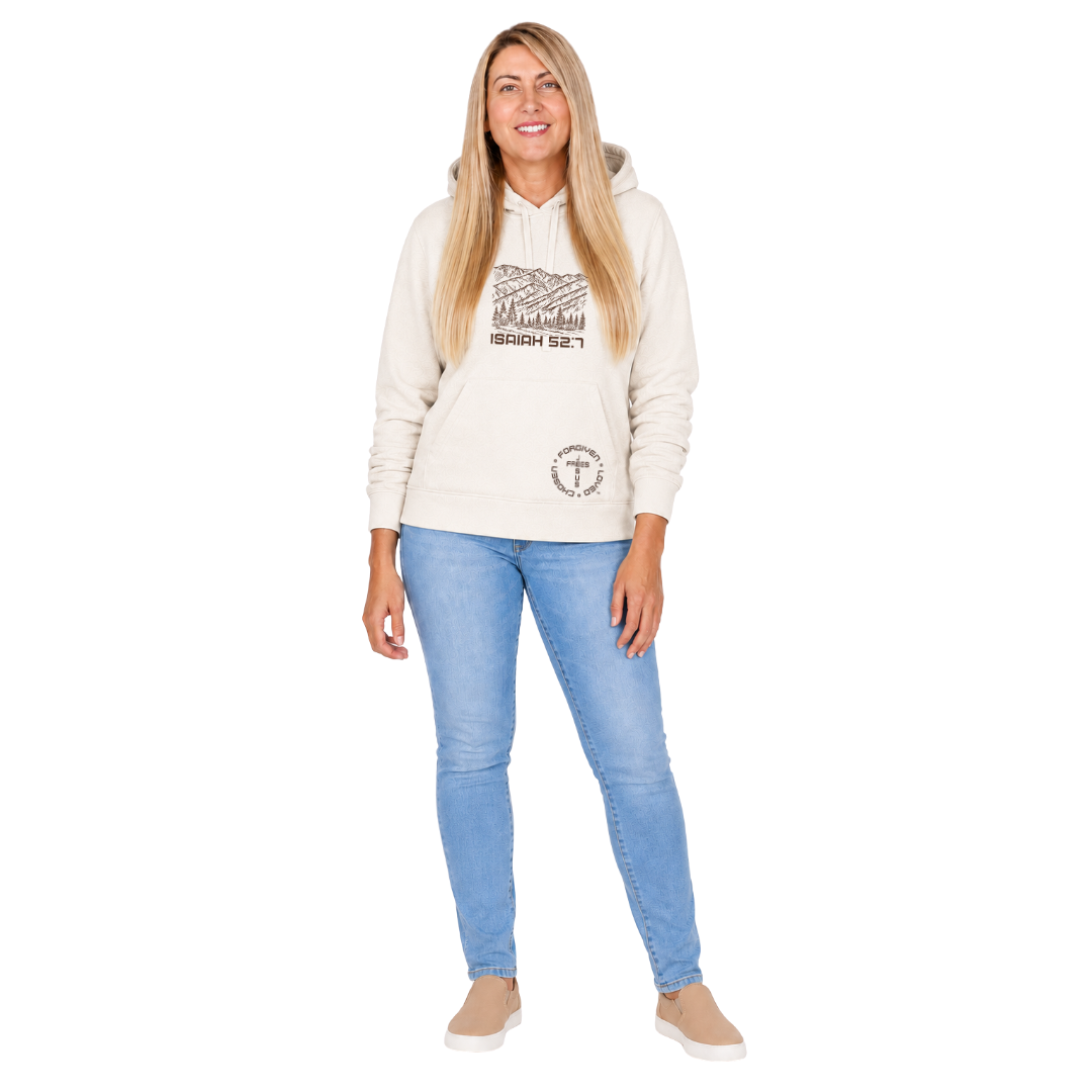 AE - FRENCH TERRY FLEECE PULLOVER HOODIE - OATMEAL - MONTANA MOUNTAINS FONT 49 BROWN