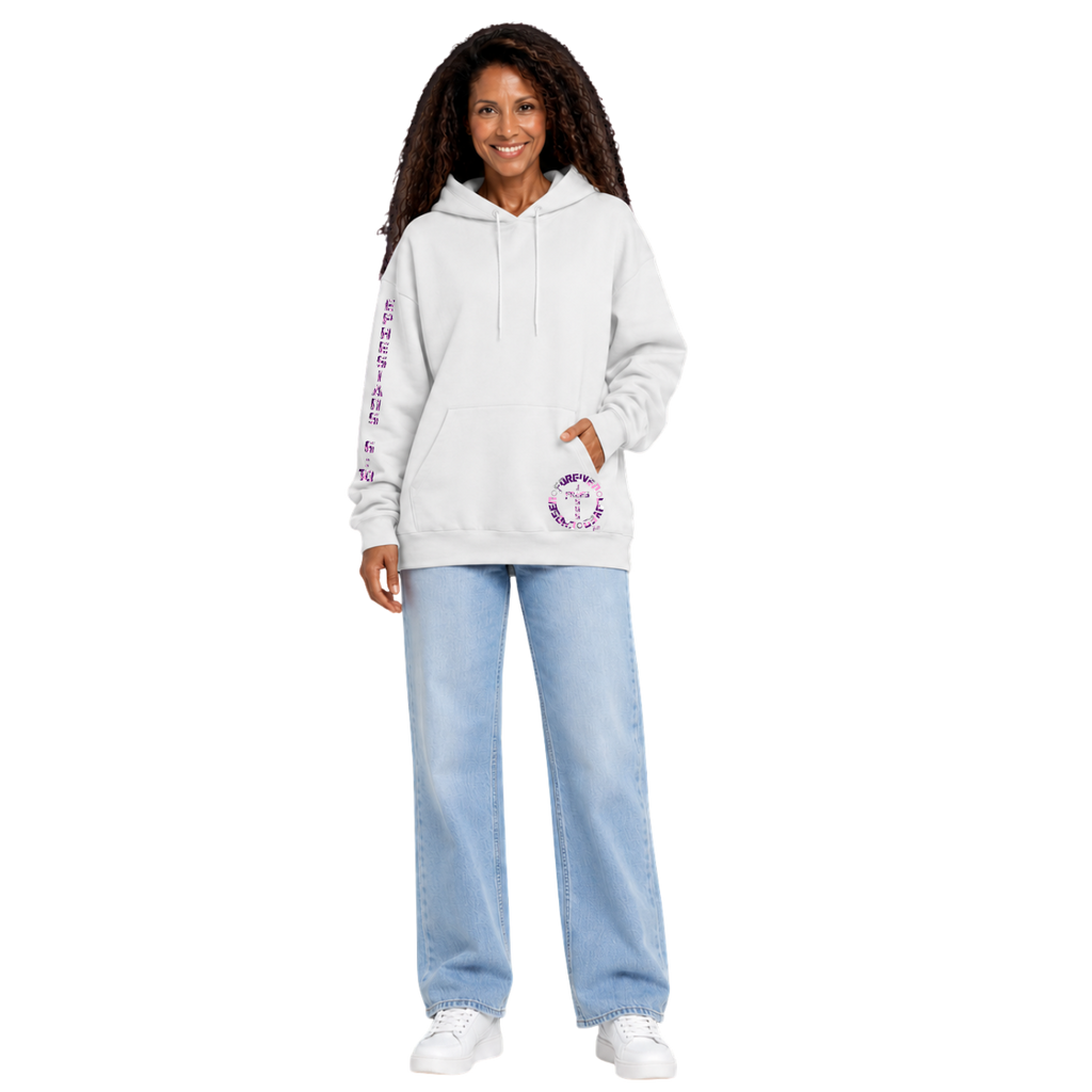 Jesus Frees™ Apparel | Women’s Sand Scripture Hoodie | Font 153 Pink-Purple Camo