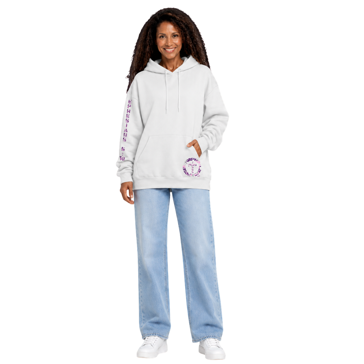 Jesus Frees™ Apparel | Women’s Sand Scripture Hoodie | Font 153 Pink-Purple Camo
