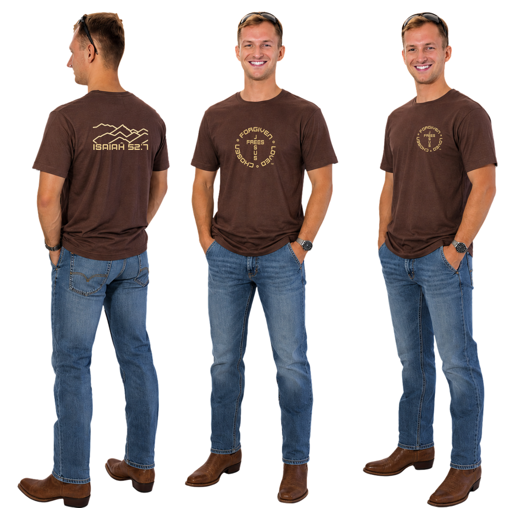 Jesus Frees - KD Men's Maroon Premium T-Shirt - Font 49 Montana Mountains
