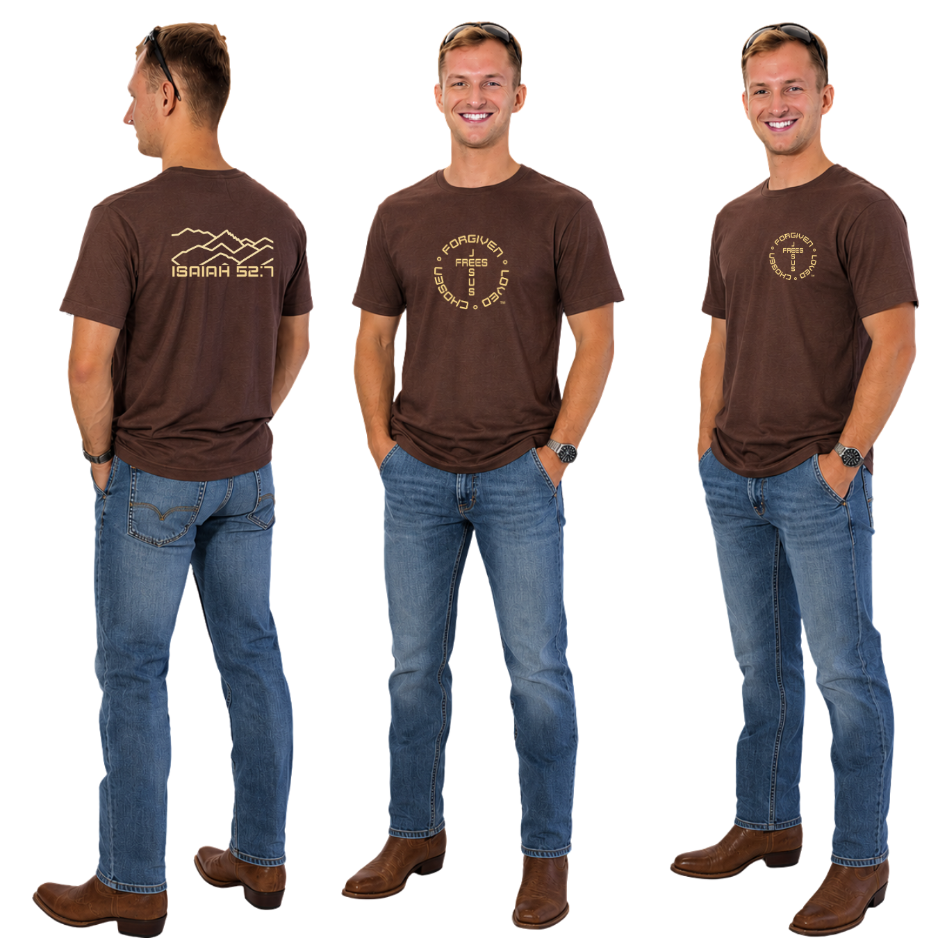 Jesus Frees - KD Men's Maroon Premium T-Shirt - Font 49 Montana Mountains