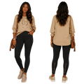 Jesus Frees - DK Women's Boat Neckline Parchment 3/4 Elastic Cuff - Font 153 Sand Camo