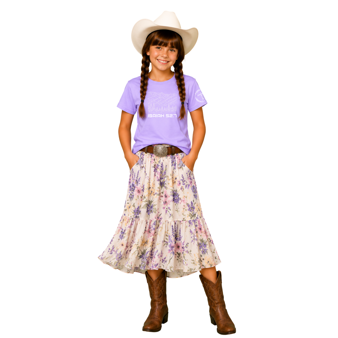 Jesus Frees - Kids 100% Cotton T-Shirts Girls - Montana Mountain Line
