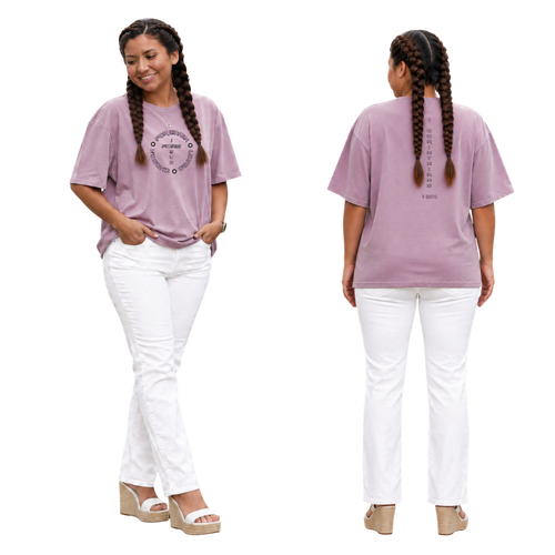 Jesus Frees - SICU Oversized Short Sleeve Women's Shirt - 1 Corinthians 13:4 - Font 126 Pink & Black