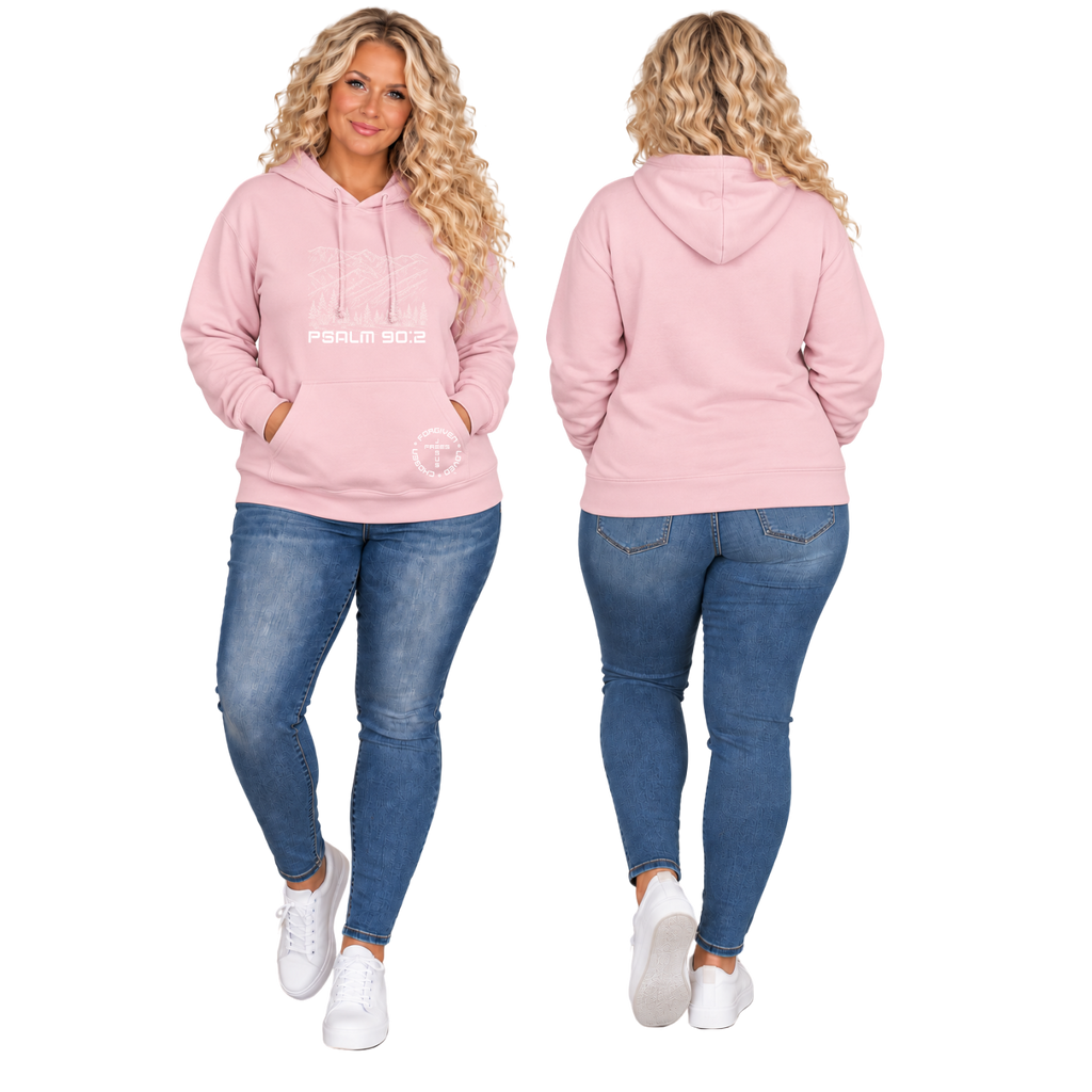 Jesus Frees™ Apparel | Women’s Scripture Hoodie | Montana Mountains | White Font 49