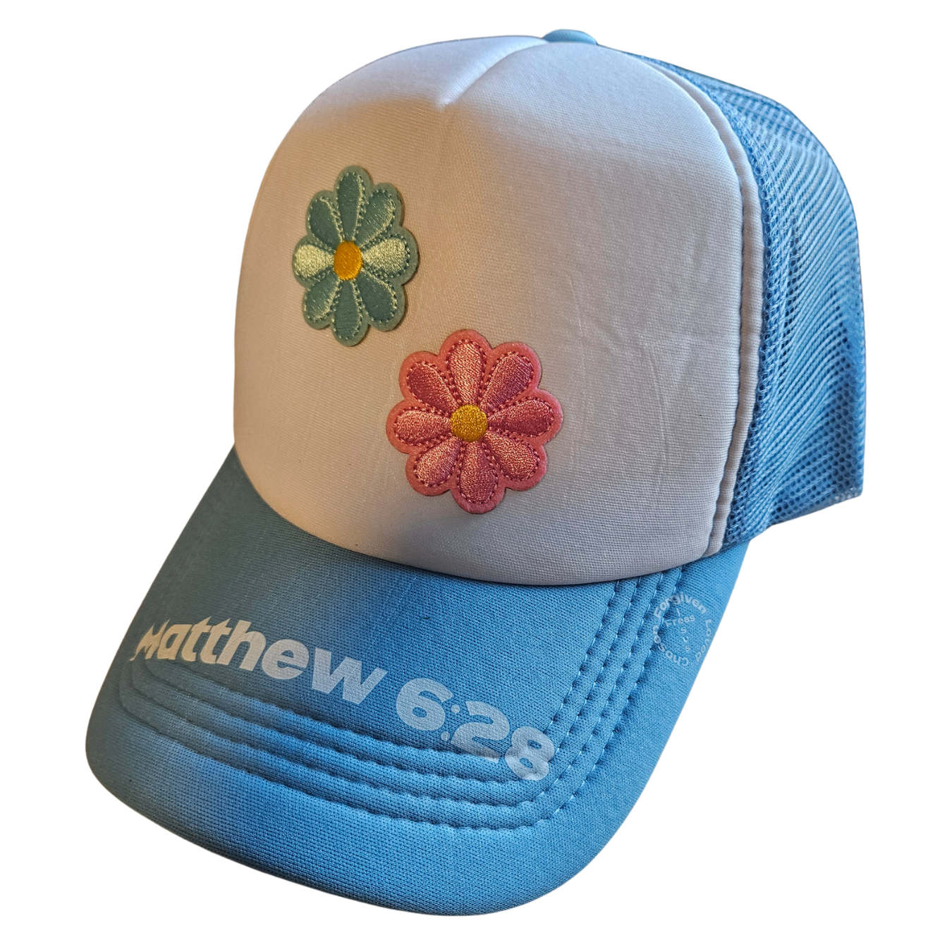 Jesus Frees - Truckers Mesh Caps Women & Kids Flowers & Hearts - Font 46 White