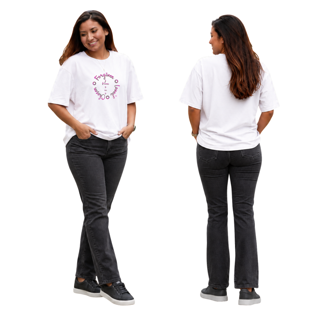 Jesus Frees - SICU Oversized Short Sleeve Women's Shirt - Font 223 Pink Gray Psalm 139:14