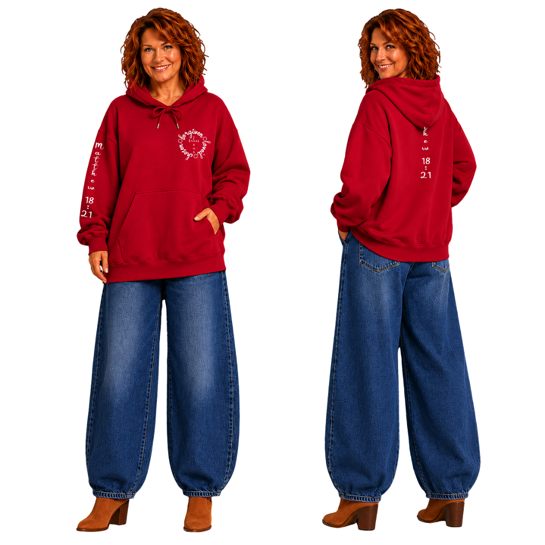 Jesus Frees™ Apparel | Women's Holiday Scripture Hoodie | Font 223 White |LAY HT