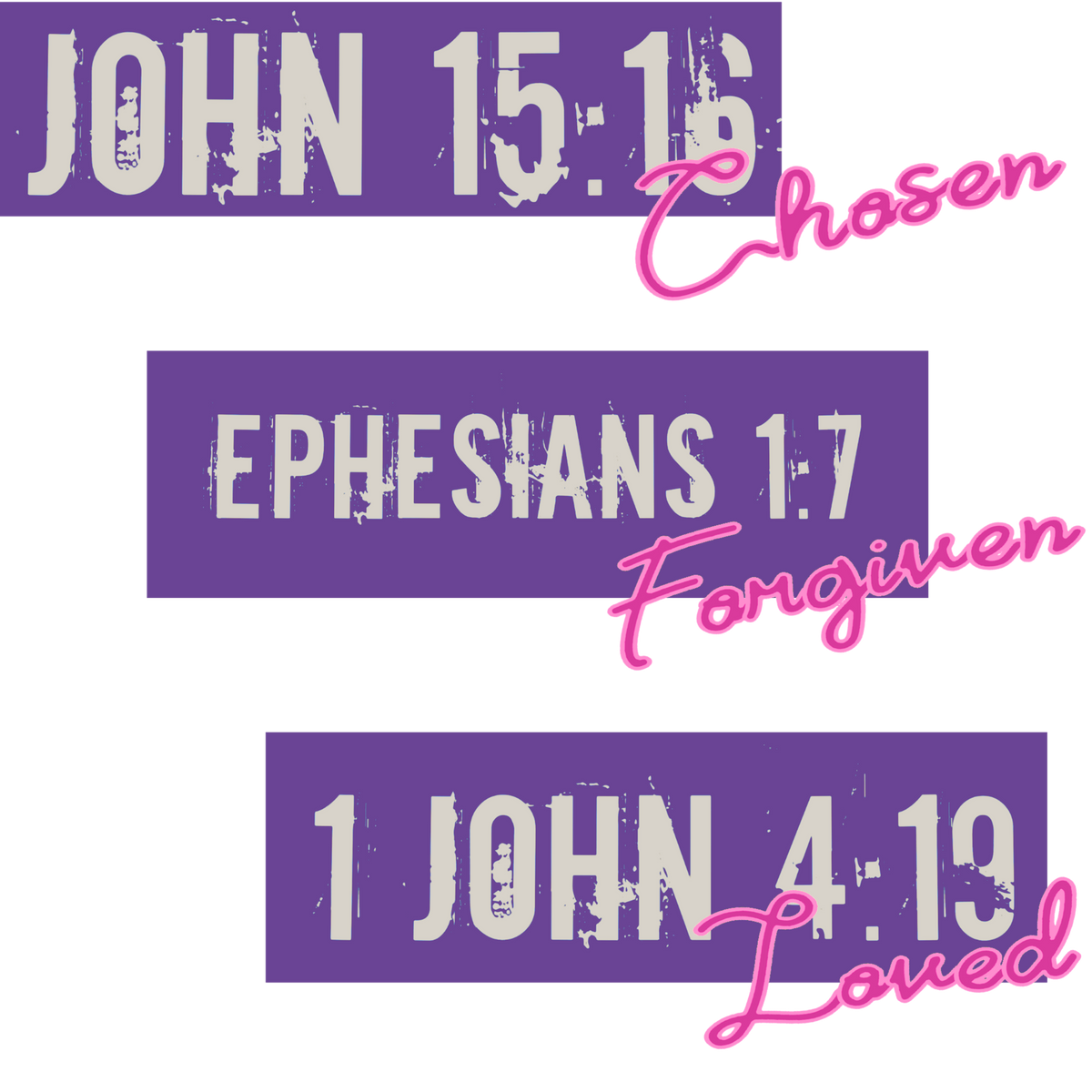 Jesus Frees™ Apparel | G64 Women's Soft Style White Cotton T-Shirt | Free-Chosen-Forgiven-Loved | Font 60 Purple